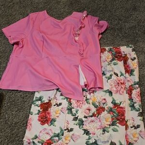 SHEIN Vibrant Pink Ruffle Sleeve Tee